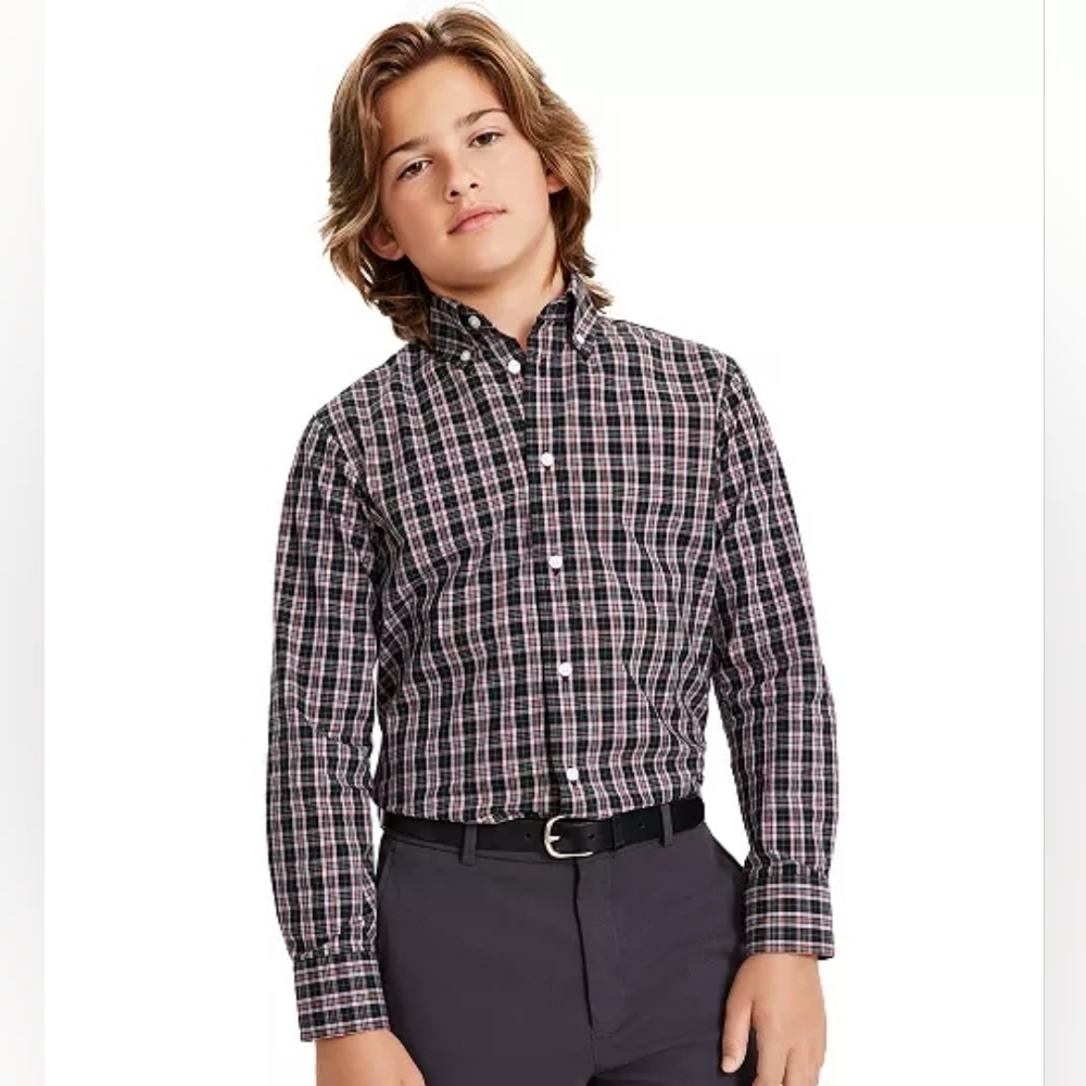 Brooks Brothers Boys Christmas Plaid Classic-Fit Dress Shirt